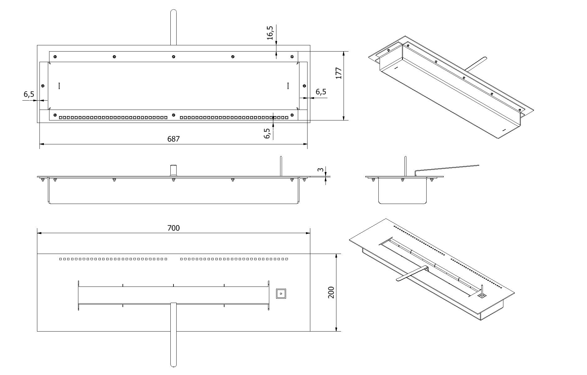 Plano SPARK 700 Plano del quemador de Bioetanol SPARK 700