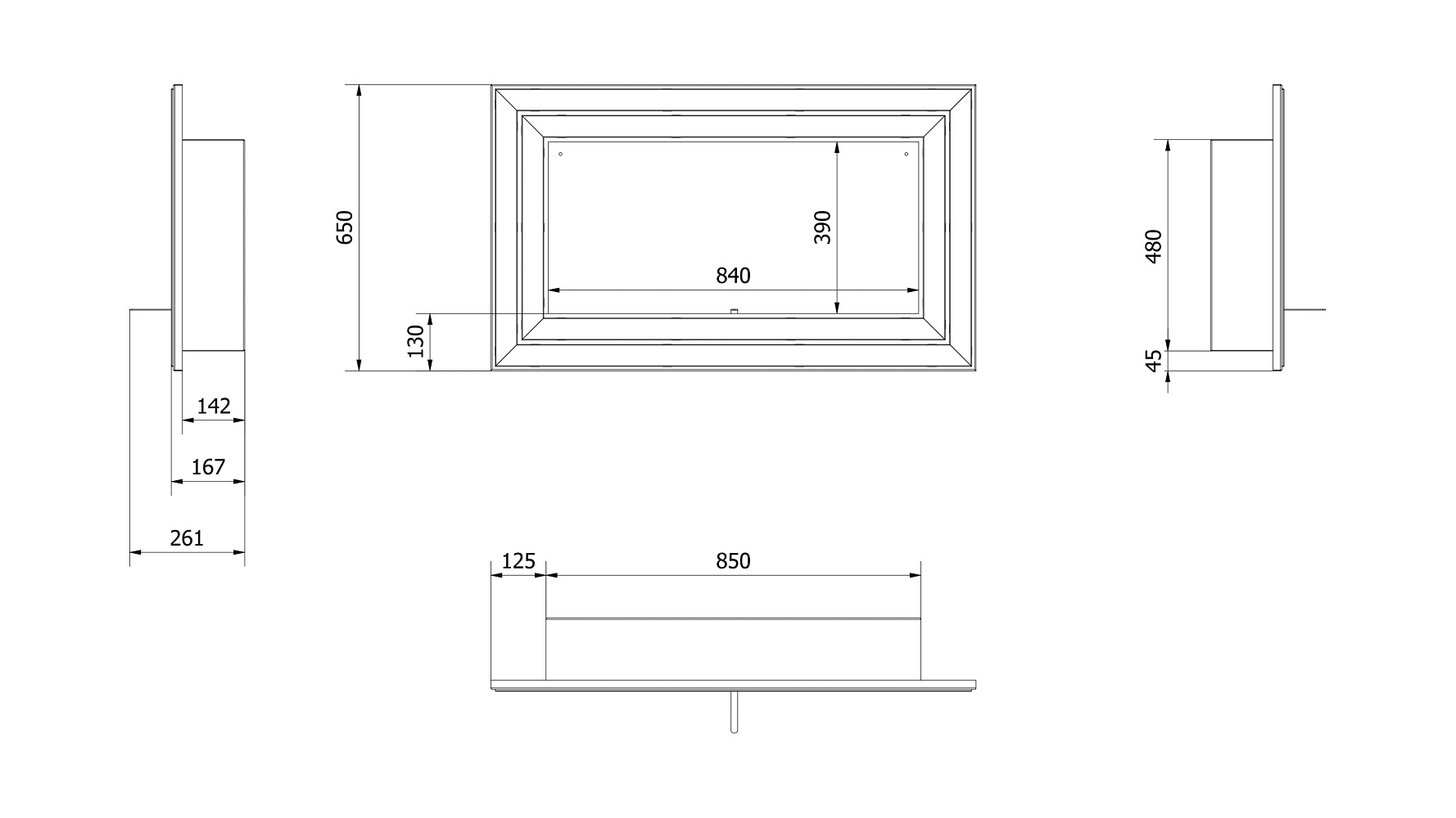 Plano JULIET 110 TUV Plano de la Chimenea de Bioetanol JULIET 110 TUV