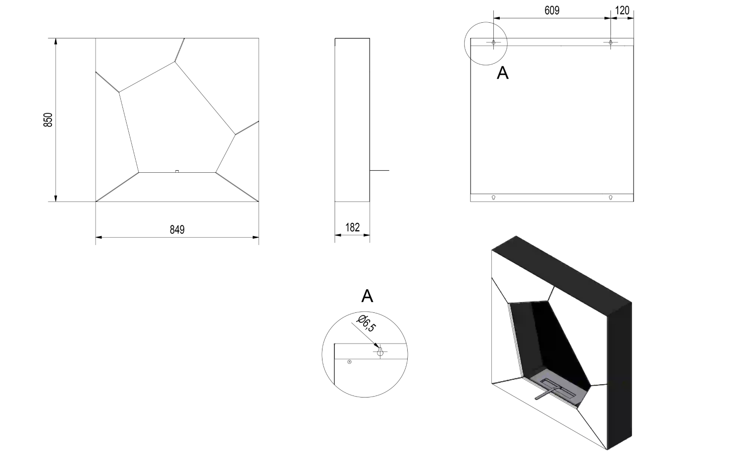Plano BALL Plano de la Chimenea de Bioetanol BALL