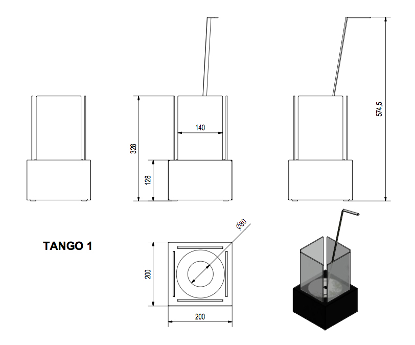 Plano de la Chimenea de Bioetanol PR008