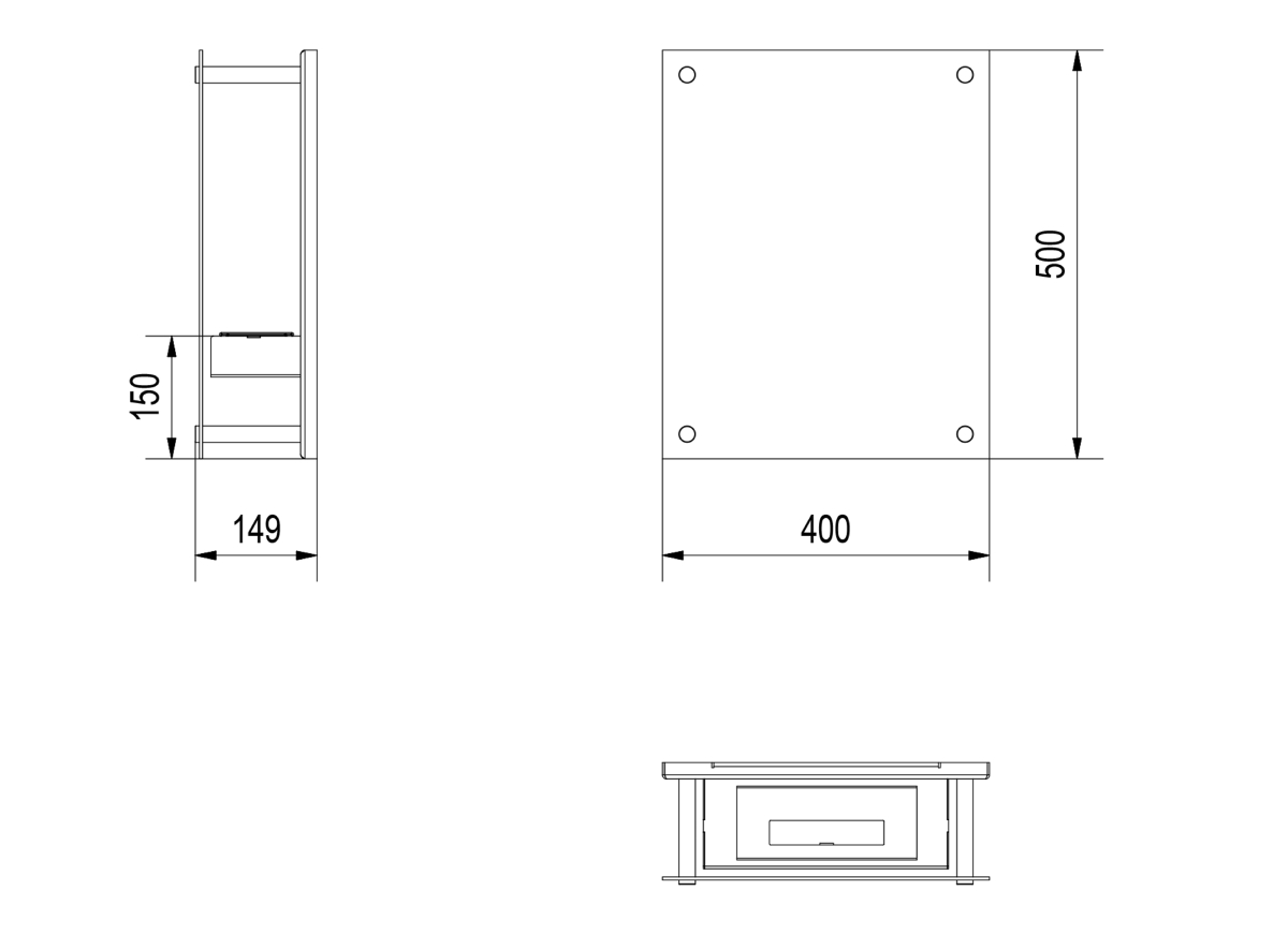 Plano GLASS Plano de la Chimenea de Bioetanol GLASS