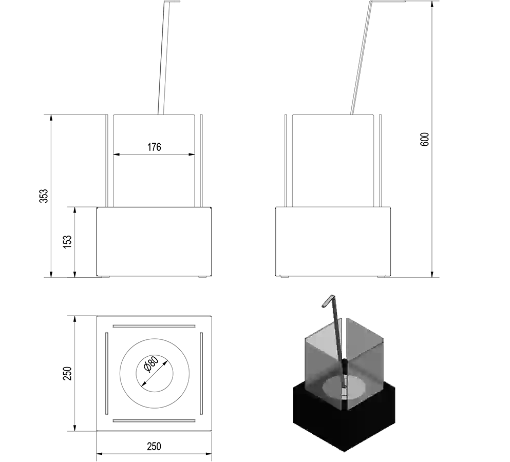 Plano de la Chimenea de Bioetanol Tango 2